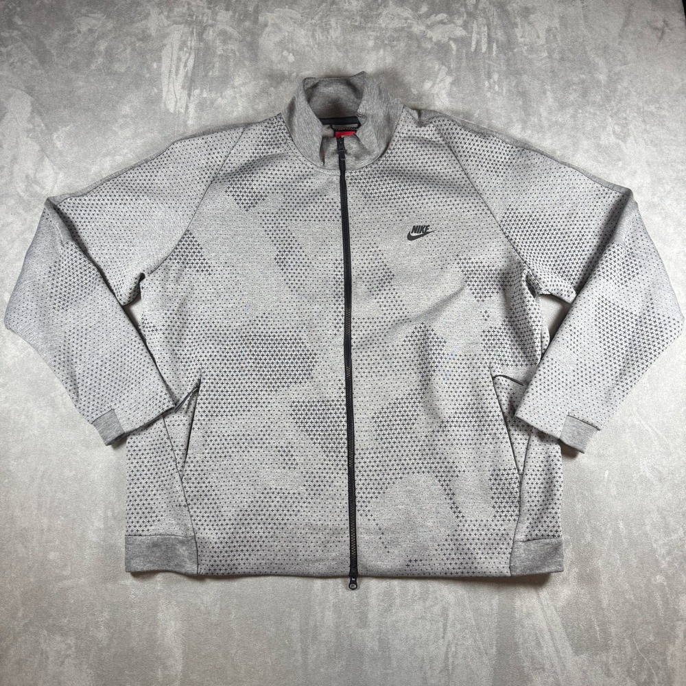 Nike Tech Fleece Track Jacket Mens XXL Grey Black Cross 886172-091